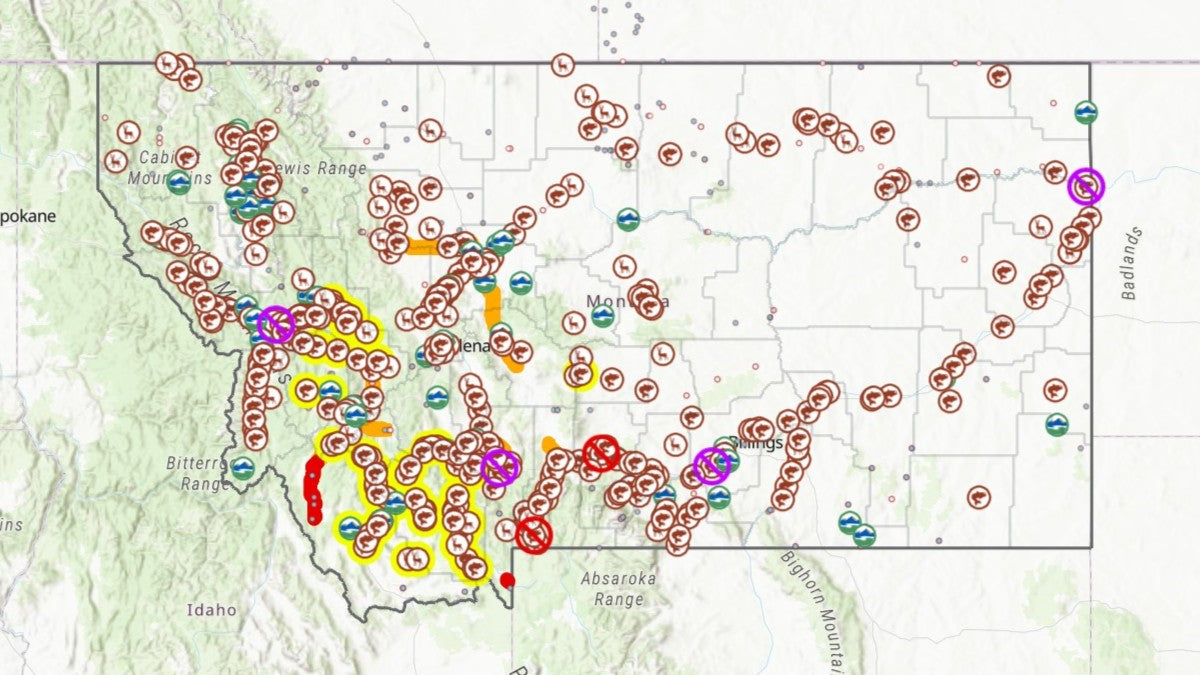 Map of Montana Fish, Wildlife and Parks River Restrictions in July 2025