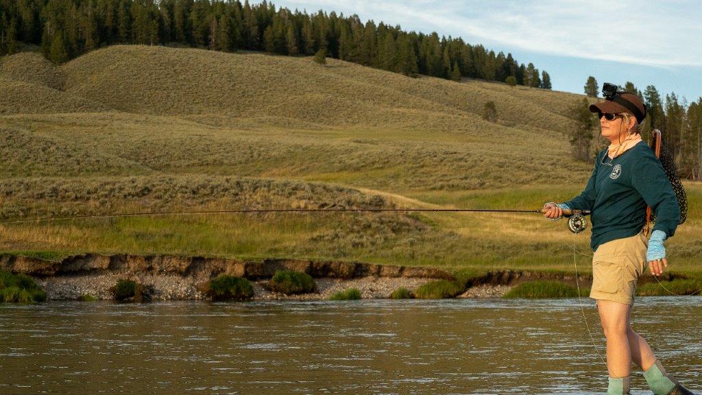 Woman Fly Fishing in Yellowstone National Park