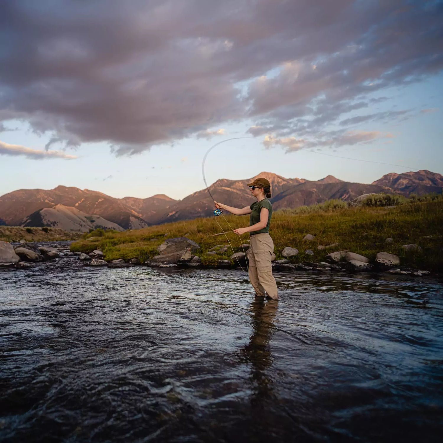 Woman Casting a Fly Rod