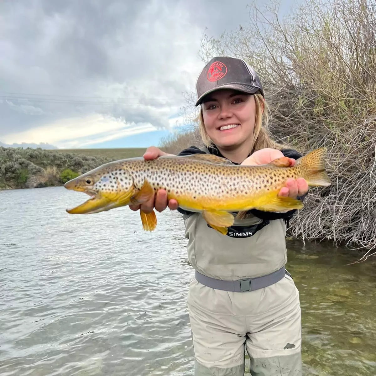 Fly Fisher Holding a Brown Trout