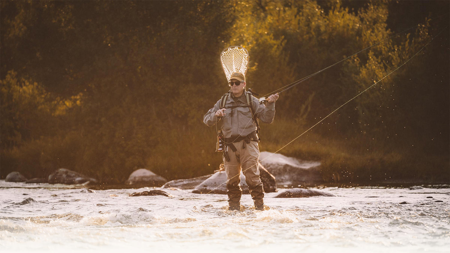 Fly Fisherman Getting Ready to Cast a Fly Rod