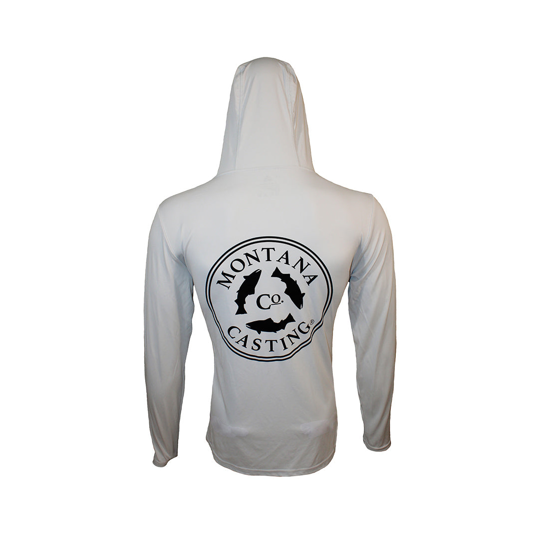 Grey Fly Fishing Hoody with MCCo Logo Back View