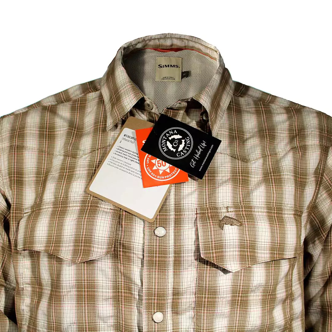 Fly Fishing Long Sleeve Button Down by Simms Closeup View