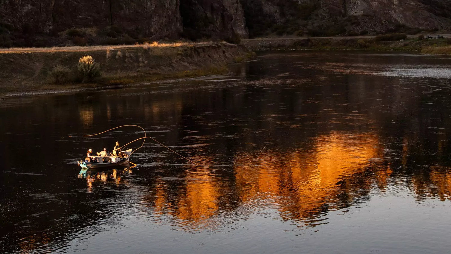 Drift Boat with Fly Fishermen on the Missouri