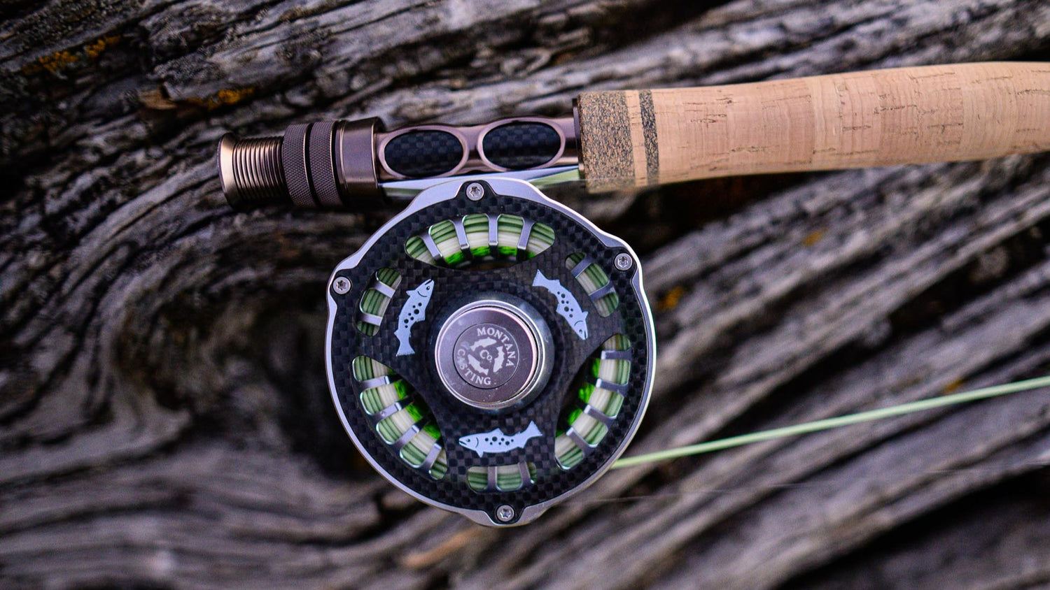 Fly Fishing Rod and Reel on a Log