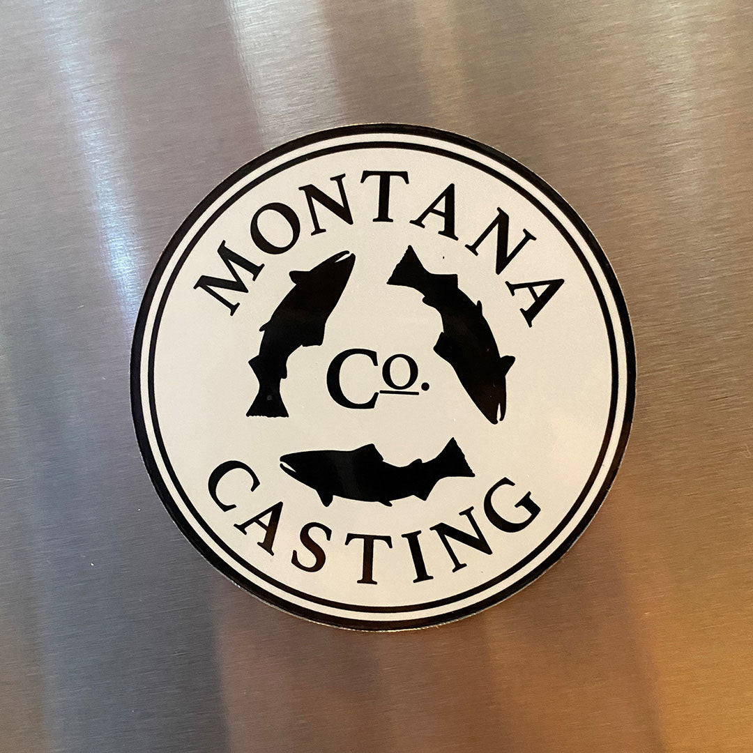 White Montana Casting Co. Logo Magnet with Black Printing