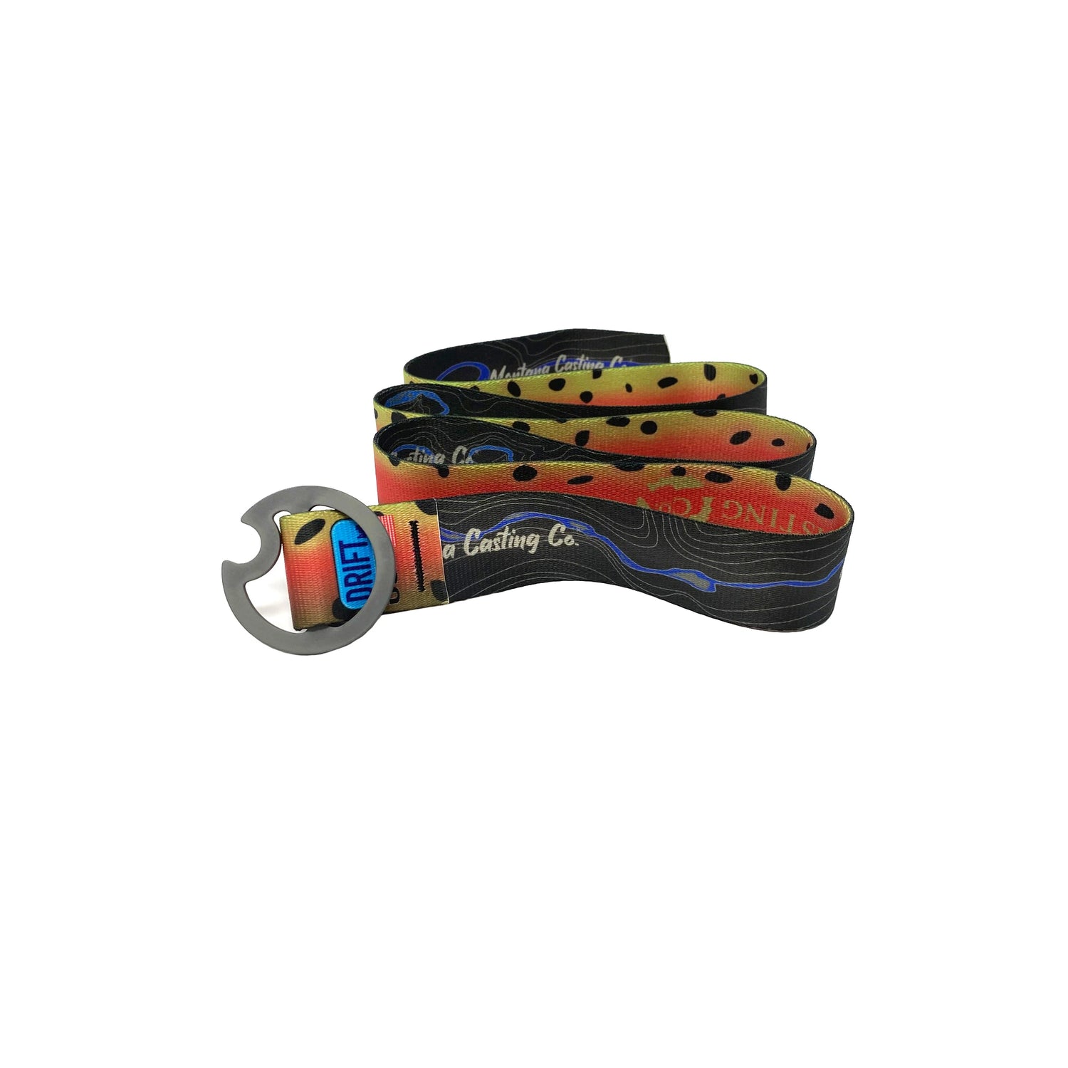 Rainbow Trout Reversible Belt Showing River on Back