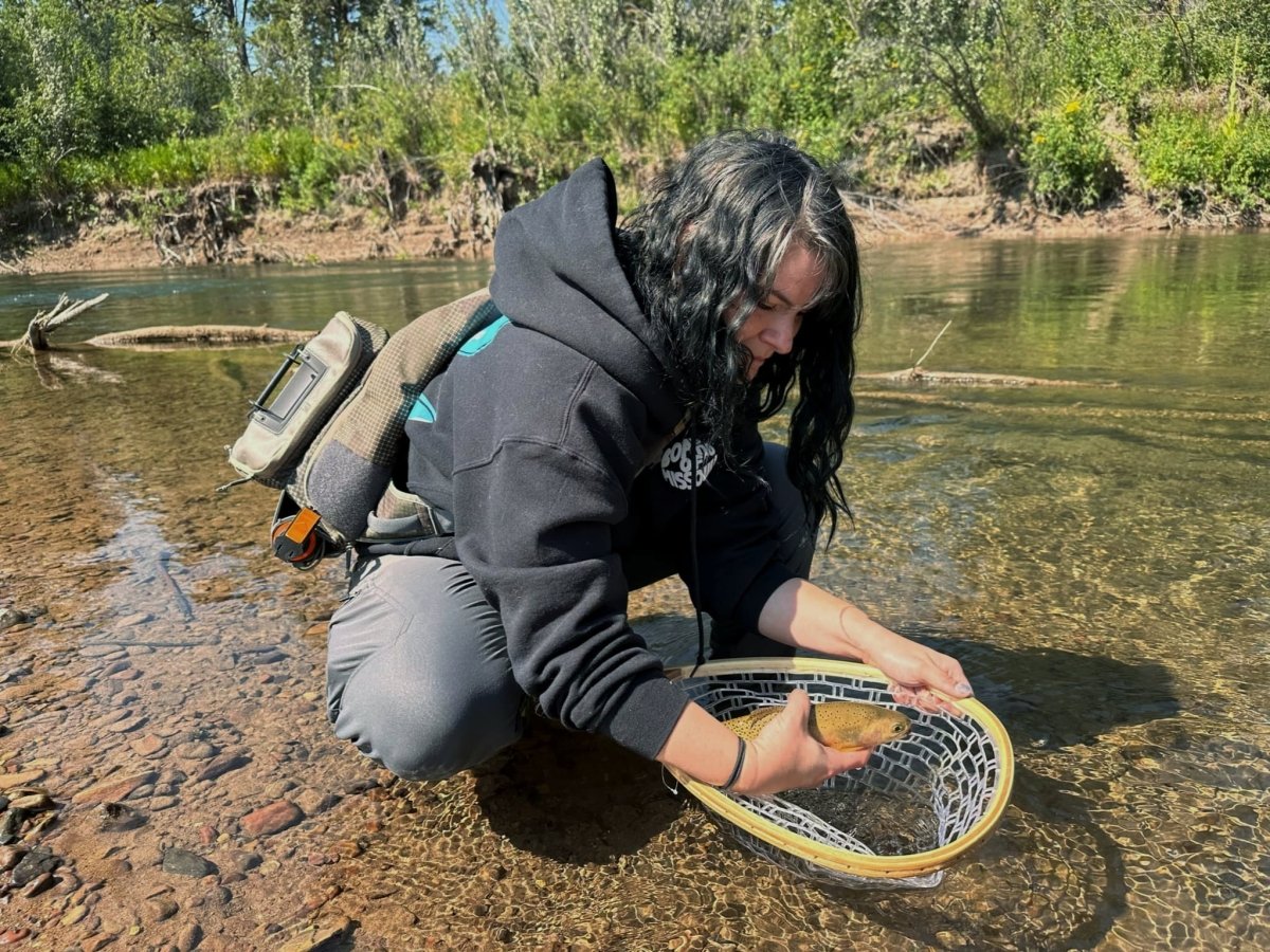 Laryssa Rote Releases a Trout While Fly Fishing