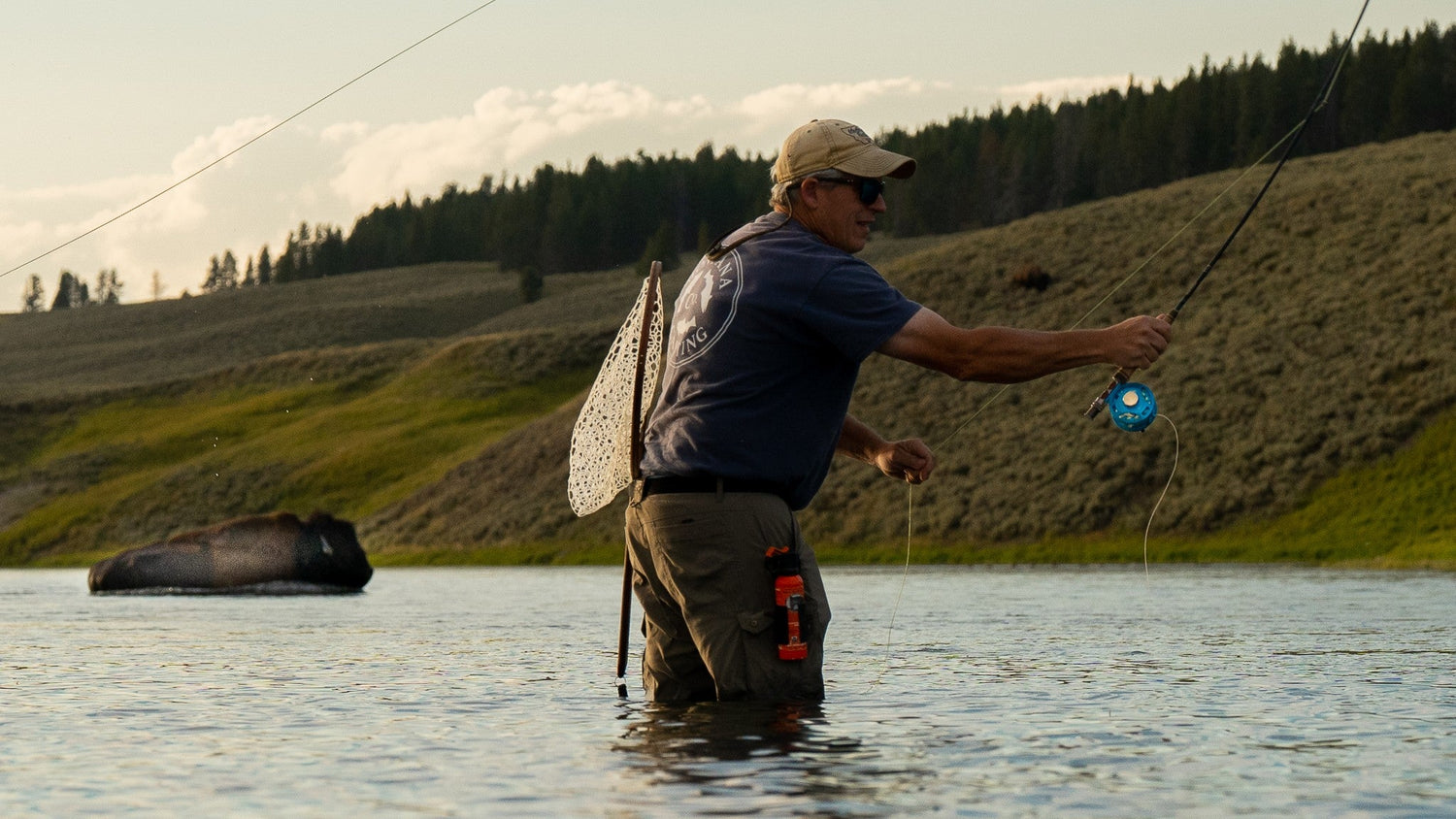 Woman Casting a Fly Fishing Rod