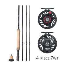 4 Piece 7 Weight Fly Rod and Reel Combo for Saltwater Flats Fishing