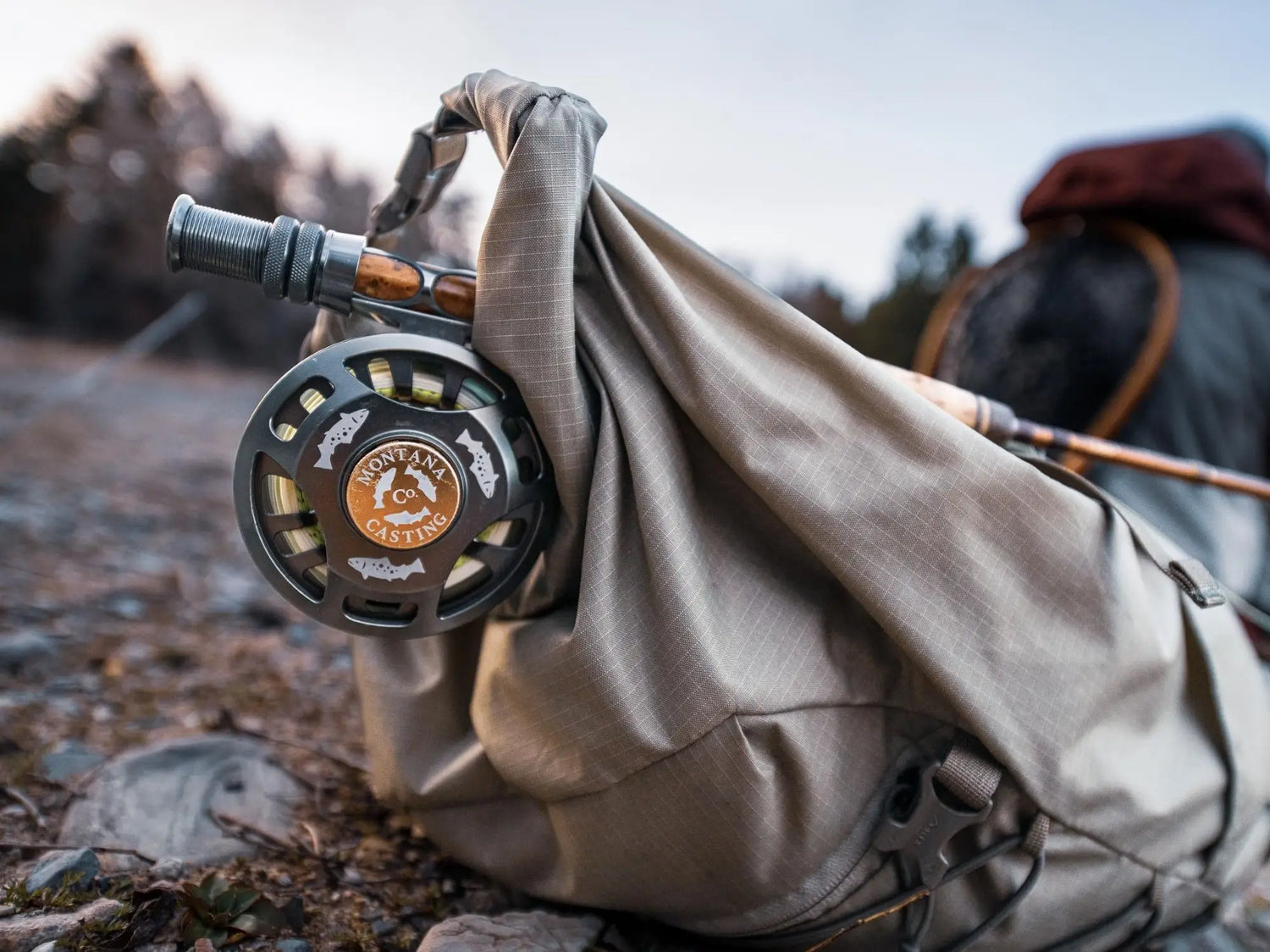 Craig Fly Rod and Envy 406 Reel Propped on a Bag