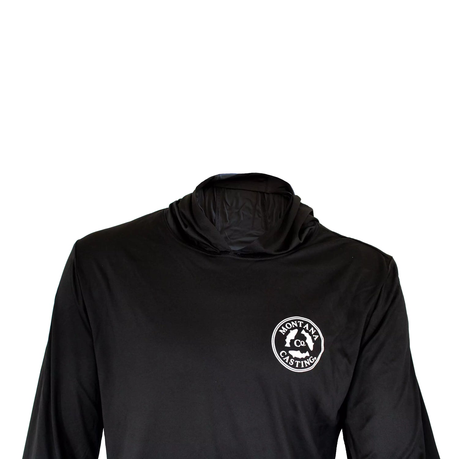 Close Up View of Black Sea Threads Fly Fishing Hoodie