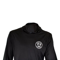 Close Up View of Black Sea Threads Fly Fishing Hoodie