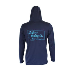 Back of Sea Threads Blue Montana and MCCo. Logo Hoodie