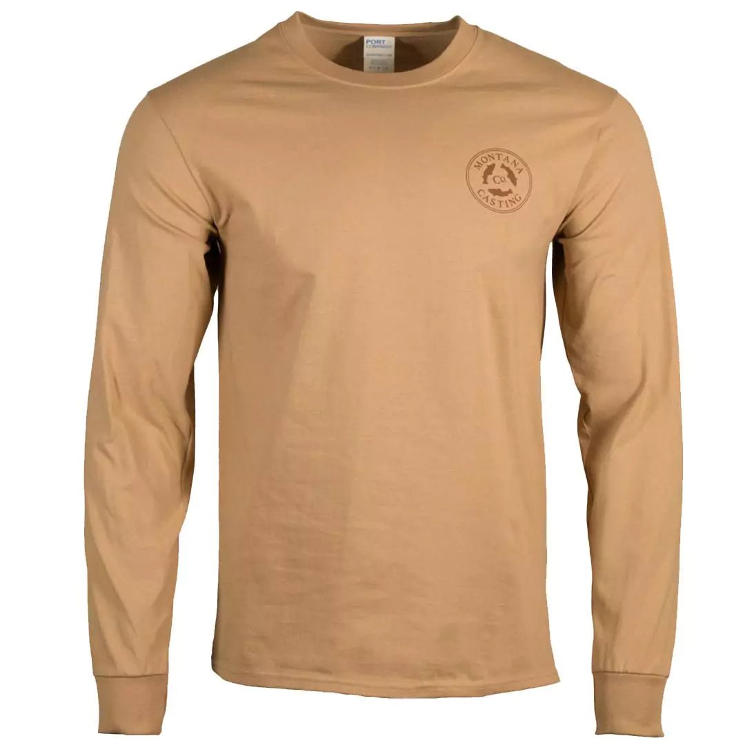 Montana Casting Co. Logo Long Sleeve T-Shirt in Sand Front