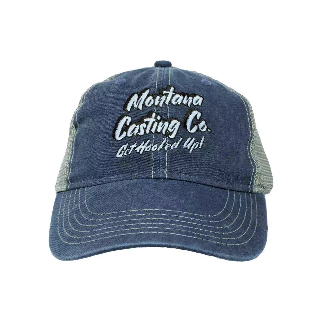 Montana Casting Co. Mesh-Back Hat/Color~Stonewashed Blue with Blue