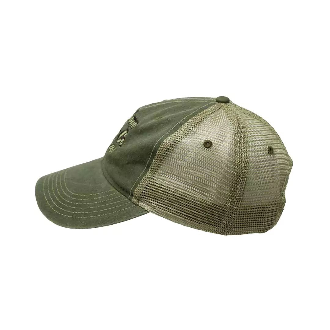 Fly Fishing Mesh-Back Hat Side View/Color~Stonewashed Green with Green