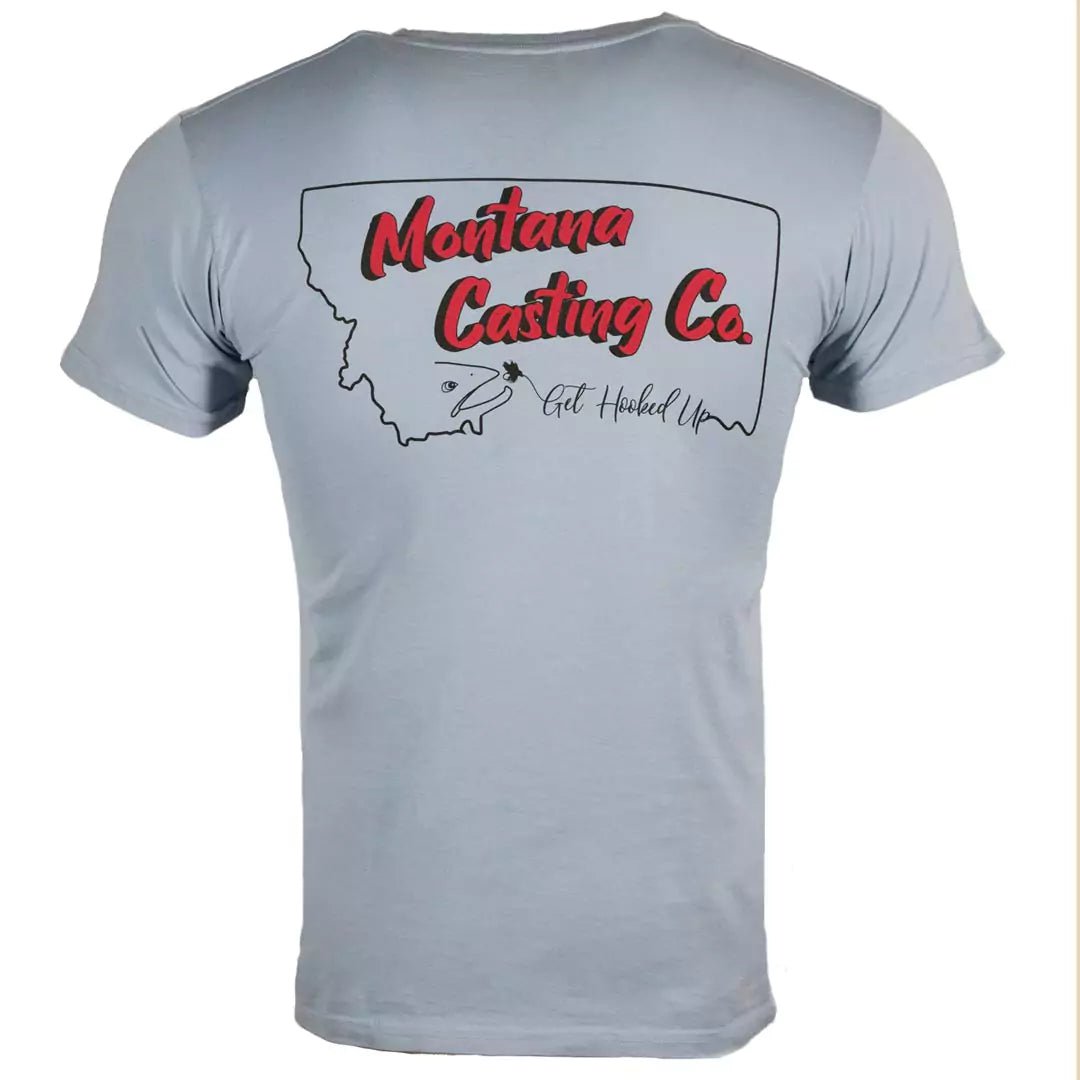 Fly Fishing Tee - Montana and Logo by Ouray/Color~Big Sky Blue