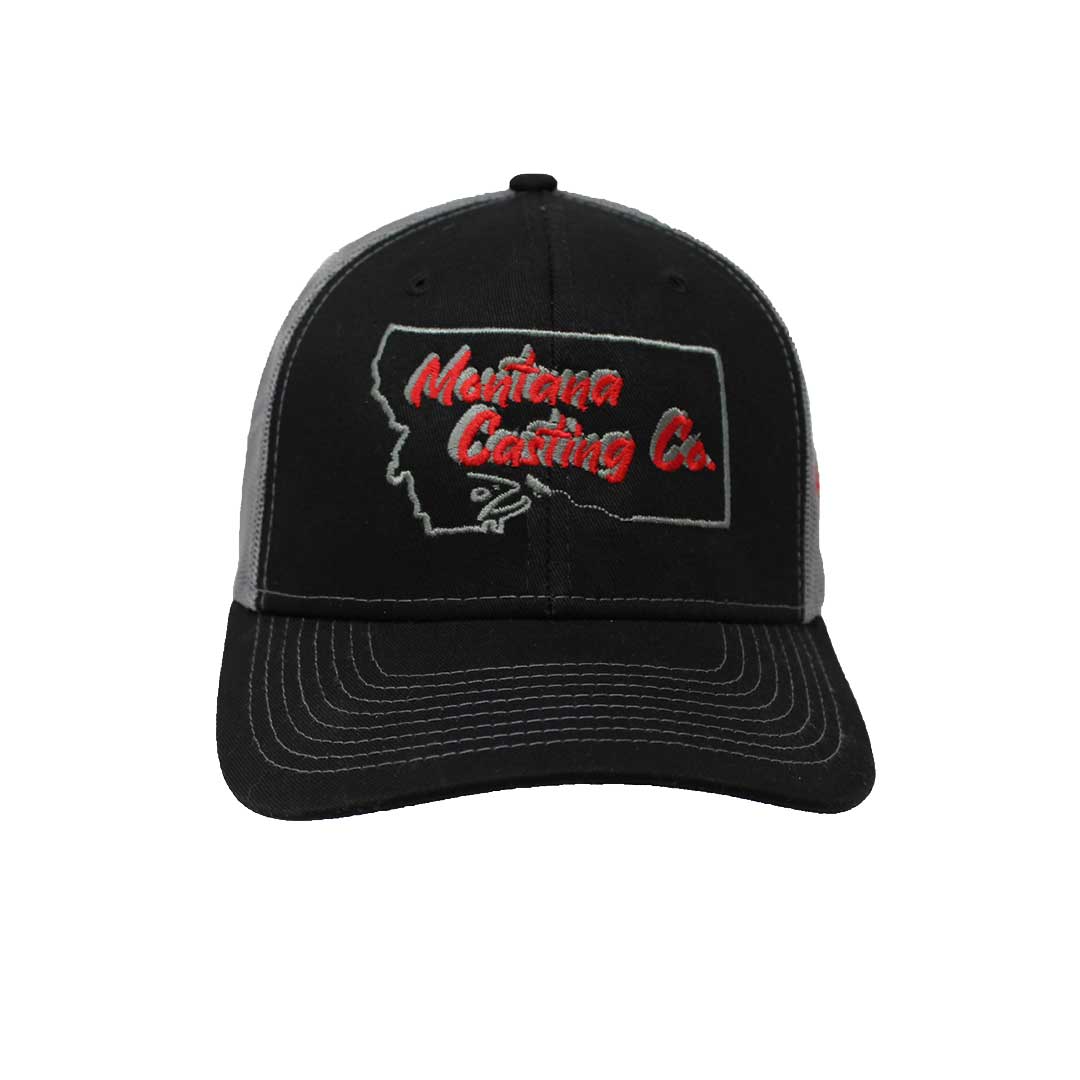 Montana Trucker Hat Black With Red Front View